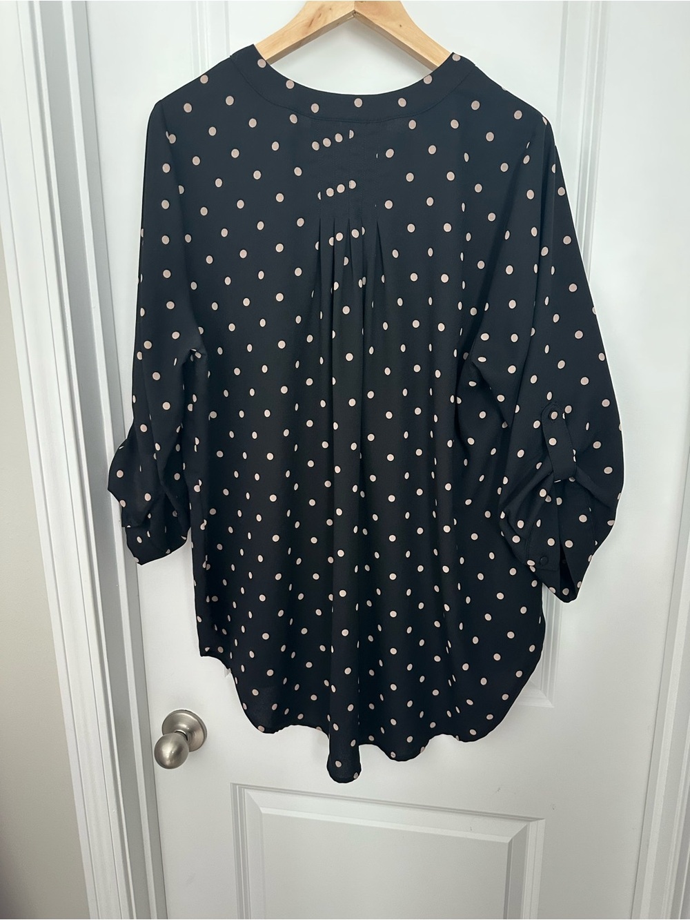 41 Hawthorn Black Blouse with Beige Polka Dots - Picture 3 of 3